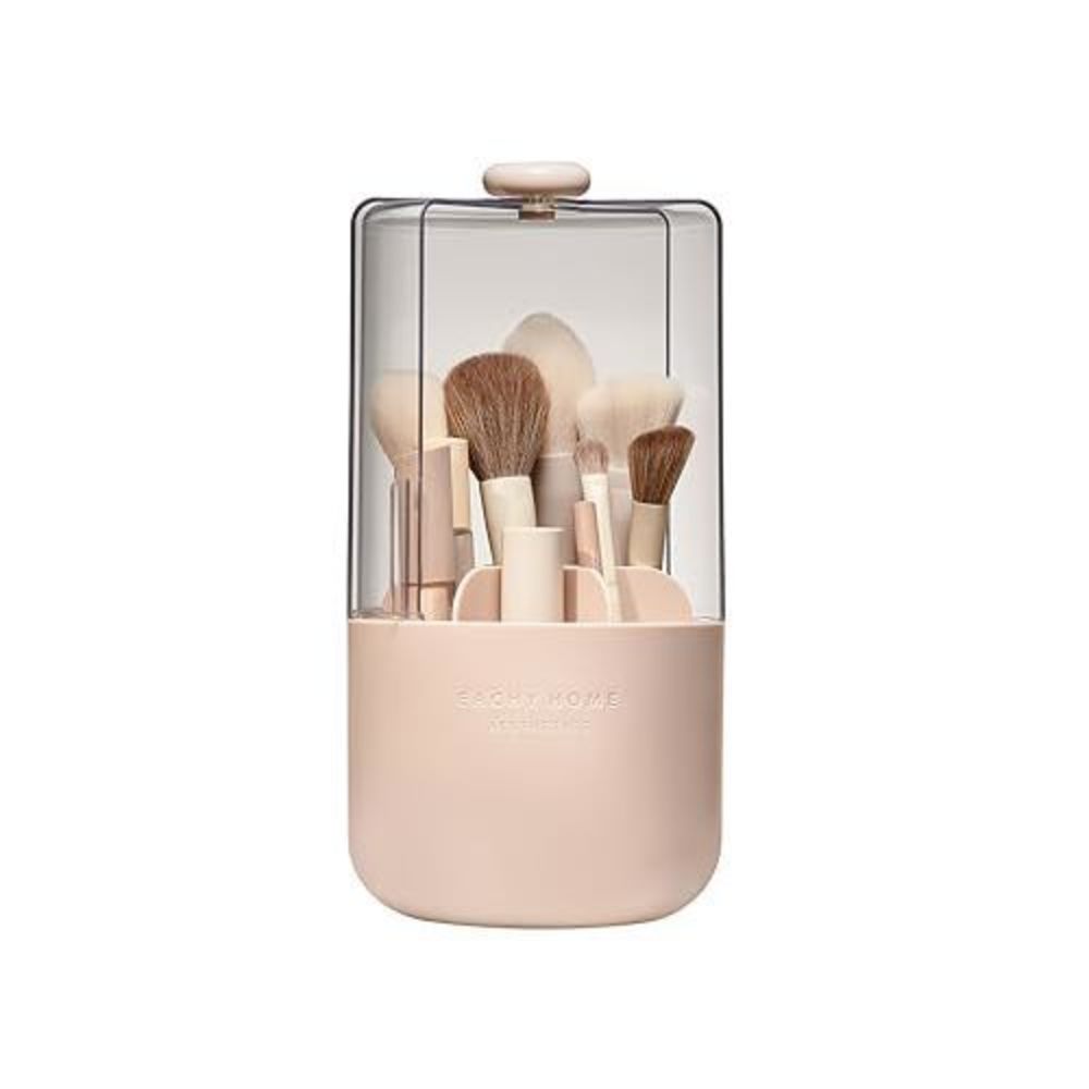 Makeup Brush Holder 360° Rotating With Dustproof Lid, Waterproof Material, 7😋